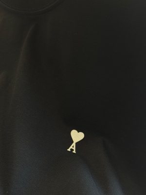 Black ami paris white ami de paris logo cotton tee