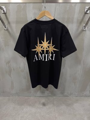 Black amiri yellow starburst cotton tee