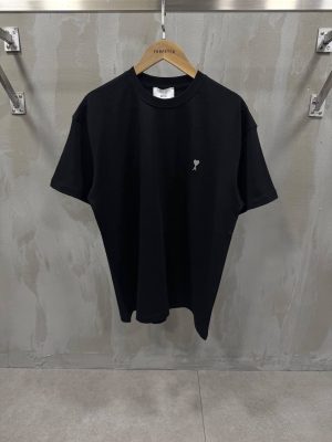 Black ami paris white ami de paris logo cotton tee