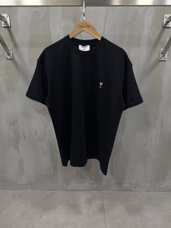 Black ami paris white ami de paris logo cotton tee