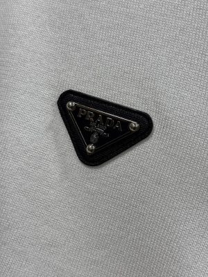 White prada knitwear logo cotton relaxed tee