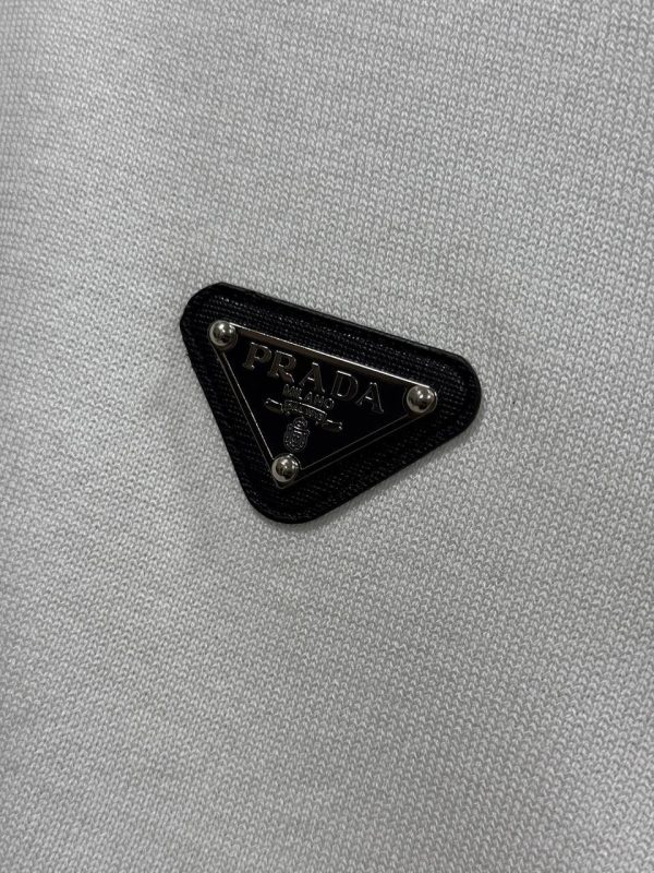 White prada knitwear logo cotton relaxed tee - Image 2