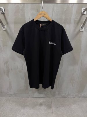 Black loro piana logo emblem tshirt