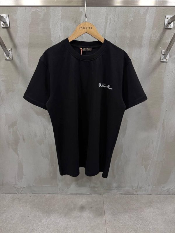 Black loro piana logo emblem tshirt