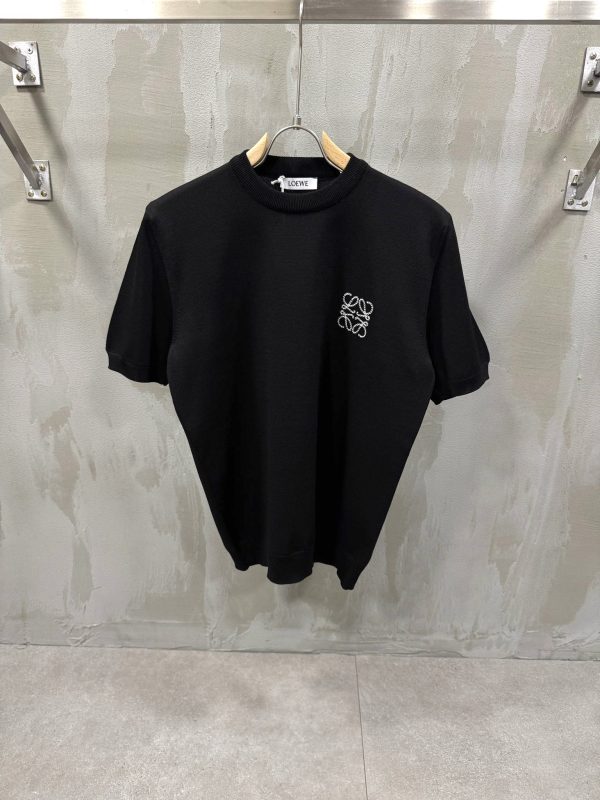 Black loewe logo knitwear cotton tee