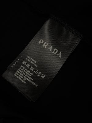 Black prada neck logo knitwear cotton tee
