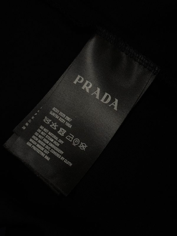 Black prada neck logo knitwear cotton tee - Image 2