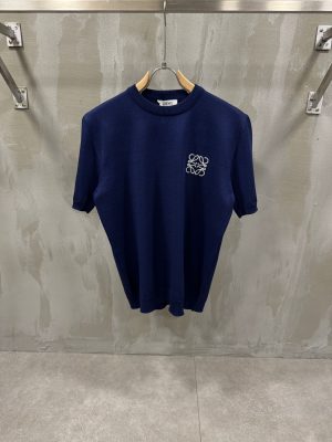 Navy loewe logo knitwear cotton tee