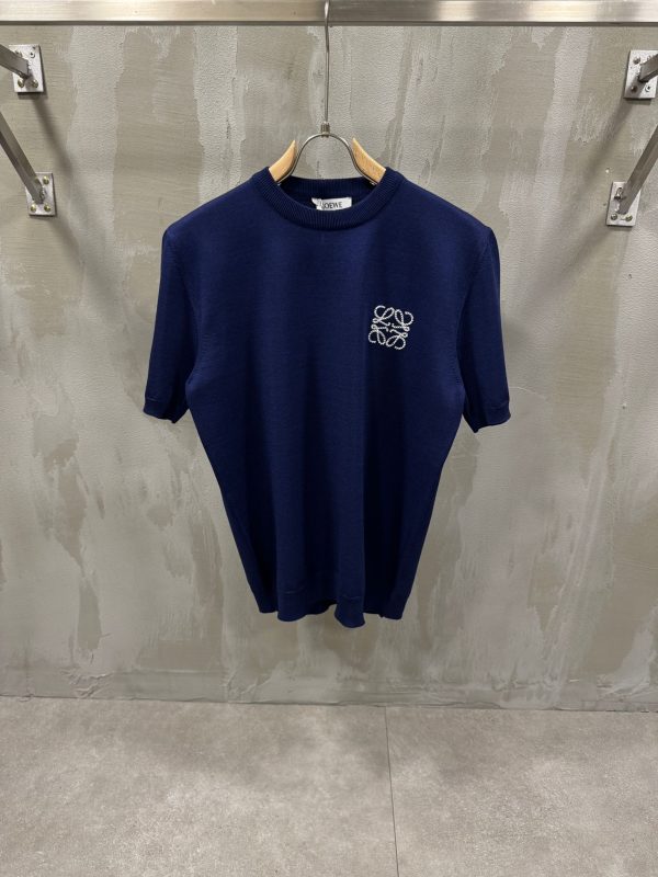Navy loewe logo knitwear cotton tee
