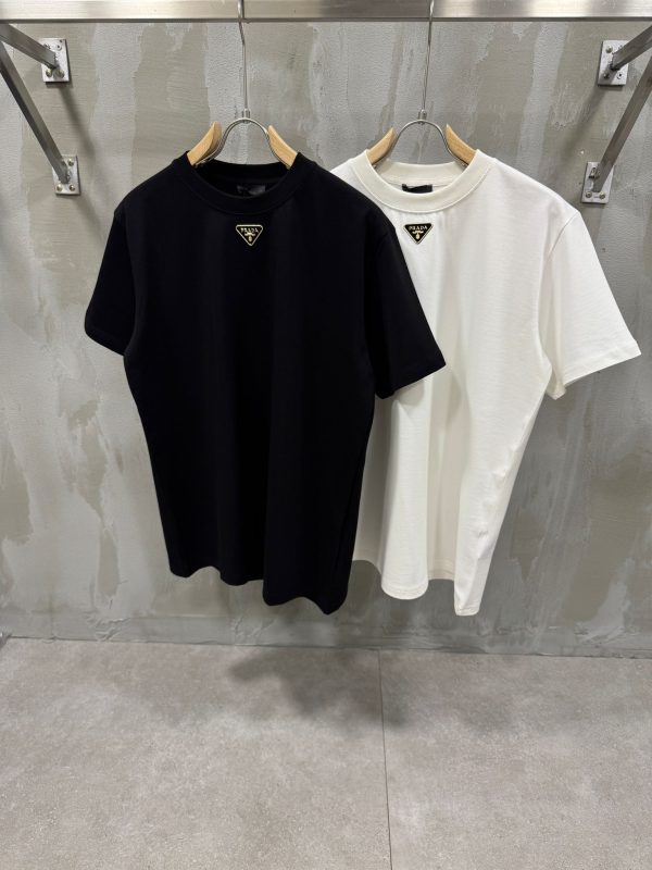 White prada neck logo knitwear cotton tee - Image 2