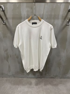 White zegna knitwear logo cotton tee