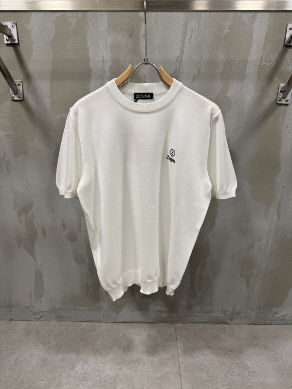 White zegna knitwear logo cotton tee