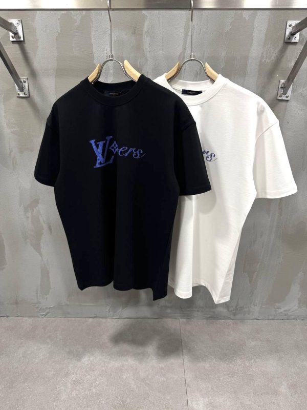 Black LV shimmering signature cotton tee - Image 3