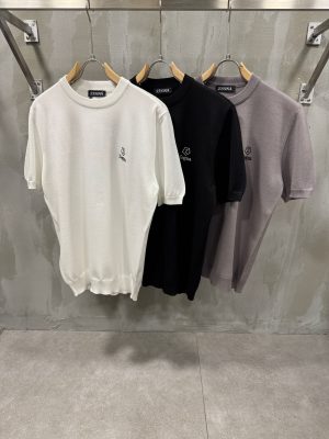 Black zegna knitwear logo cotton tee