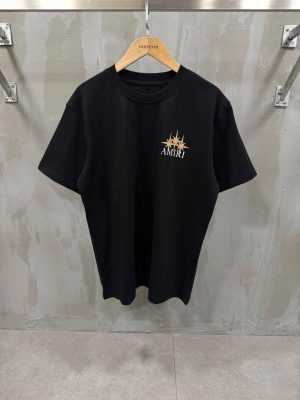 Black amiri yellow starburst cotton tee