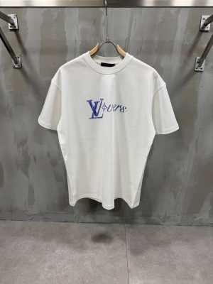 White LV shimmering signature cotton tee