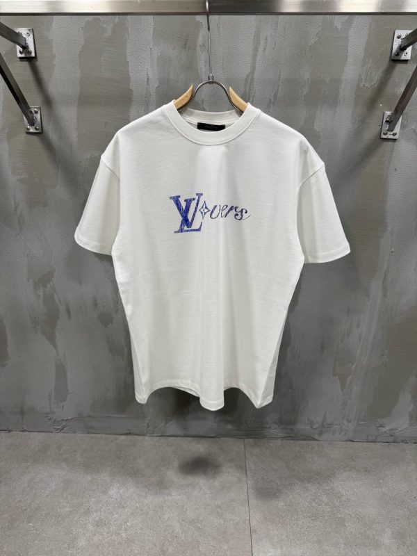 White LV shimmering signature cotton tee