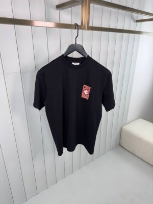 Black casablanca gothic stacked logo cotton tee