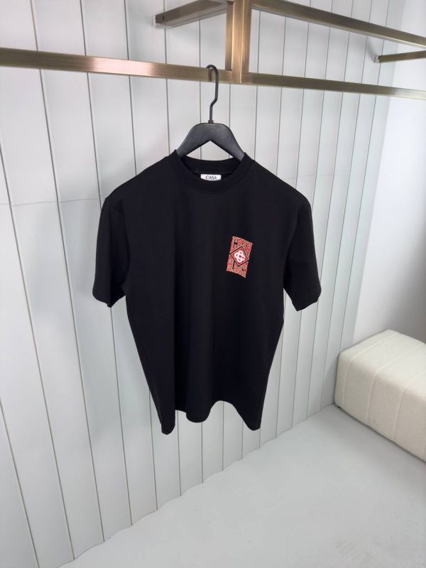 Black casablanca gothic stacked logo cotton tee