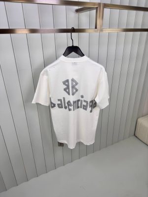 White balenciaga new tape type cotton tee