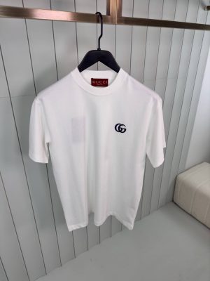 White gucci GG embroidered cotton tee