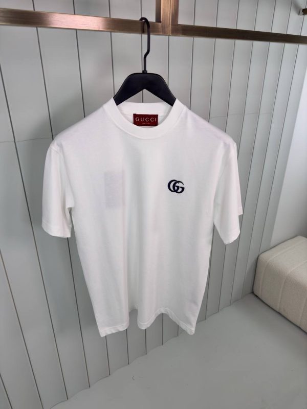 White gucci GG embroidered cotton tee