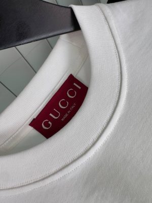 White gucci GG embroidered cotton tee