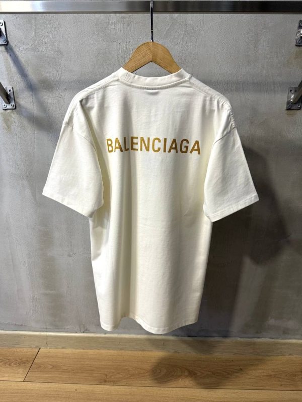 White Balenciaga yellow logo cotton jersey tee - Image 2