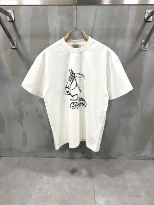 White hermes paris vintage cotton tee