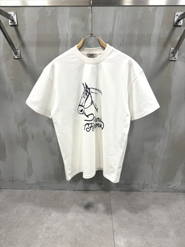 White hermes paris vintage cotton tee