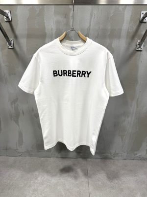 White Burberry cotton logo tee