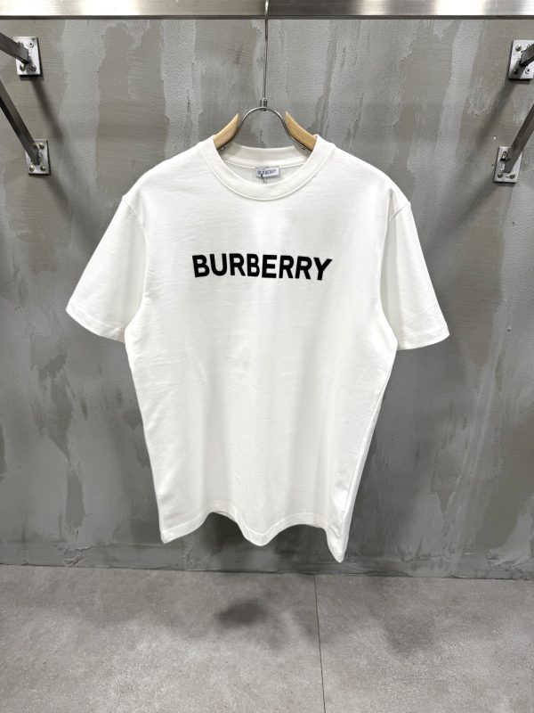 White Burberry cotton logo tee
