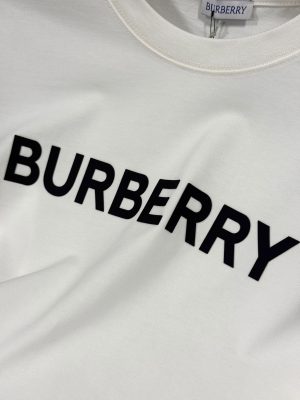 White Burberry cotton logo tee