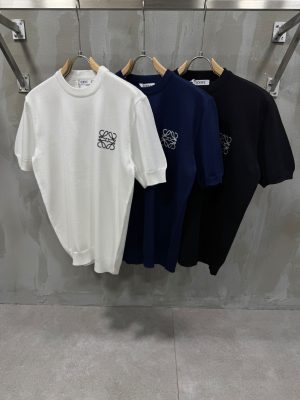 Navy loewe logo knitwear cotton tee
