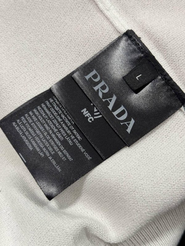 White prada knitwear logo cotton relaxed tee - Image 3