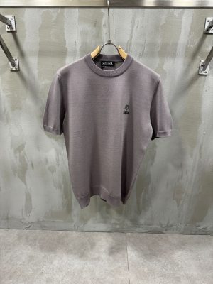 Gray zegna knitwear logo cotton tee