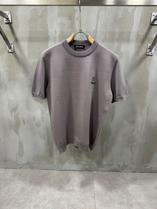 Gray zegna knitwear logo cotton tee