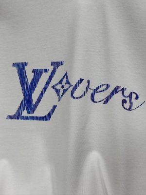 White LV shimmering signature cotton tee