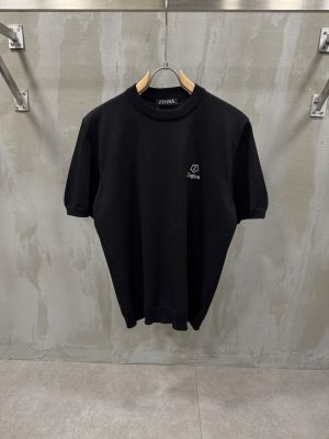 Black zegna knitwear logo cotton tee