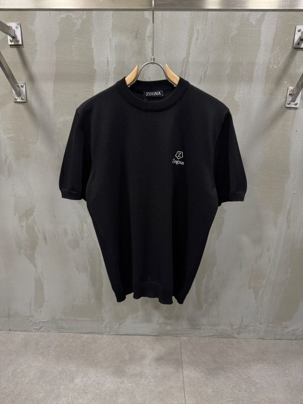 Black zegna knitwear logo cotton tee