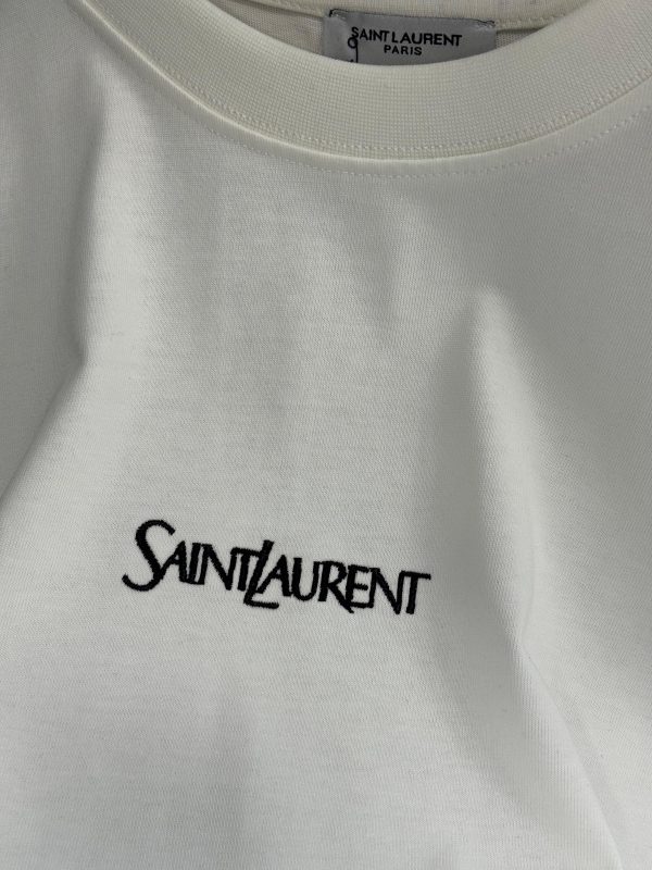 White YSL saint laurent relaxed jersey cotton tee - Image 3