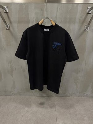 Black Loewe Anagram-embroidered blue logo relaxed-fit tee