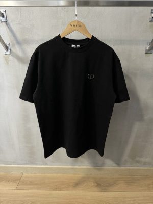 Black Dior CD icon fitted silhouette cotton T-shit