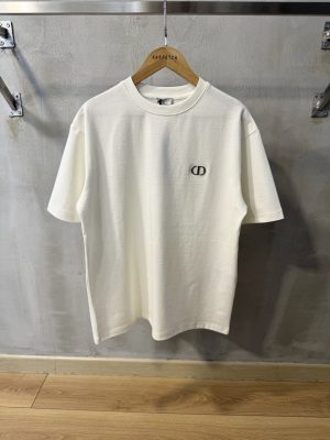 White Dior CD icon fitted silhouette cotton T-shit