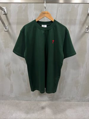 Green ami paris red ami de paris logo cotton tee