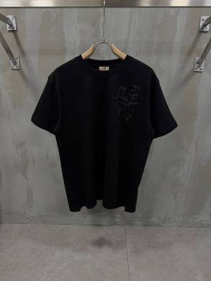 Black Hermes H 3D embroidery cotton t-shirt