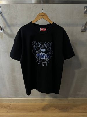 Black Kenzo Tiger-embroidered cotton tee