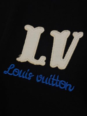 Black LV Embroidered logo cotton tee
