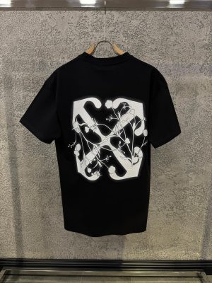 Black off-white flower arrow skate cotton tee