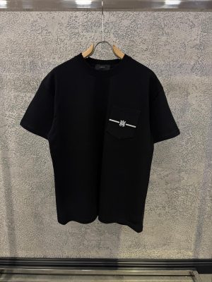Black Amiri MA bar pocket logo cotton tee